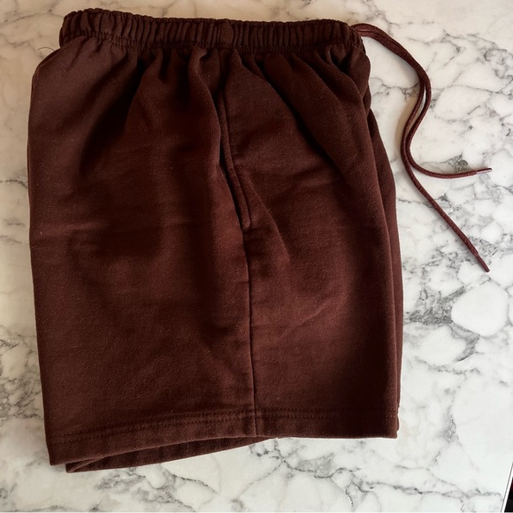 Brown shorts soft cozy sweat shorts warm teddy high waisted cotton basketball - Picture 5 of 11